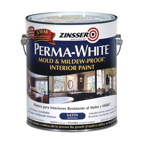 Krud Kutter Zinsser Perma-White Satin White Water-Based Mold and Mildew-Proof Paint Interior 1 gal 2711 - main